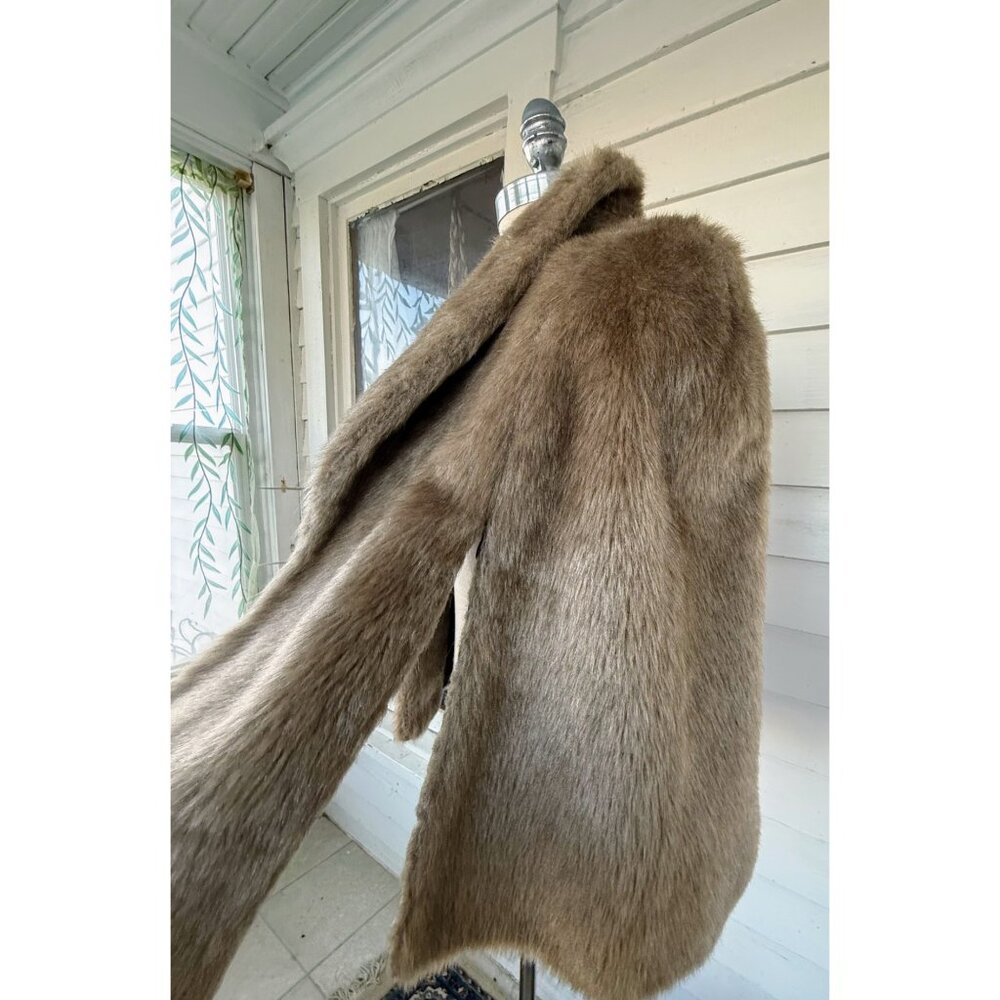 Vintage 60's Faux Fur Stole/Cape/Wrap Warm Beige - Picture 15 of 16